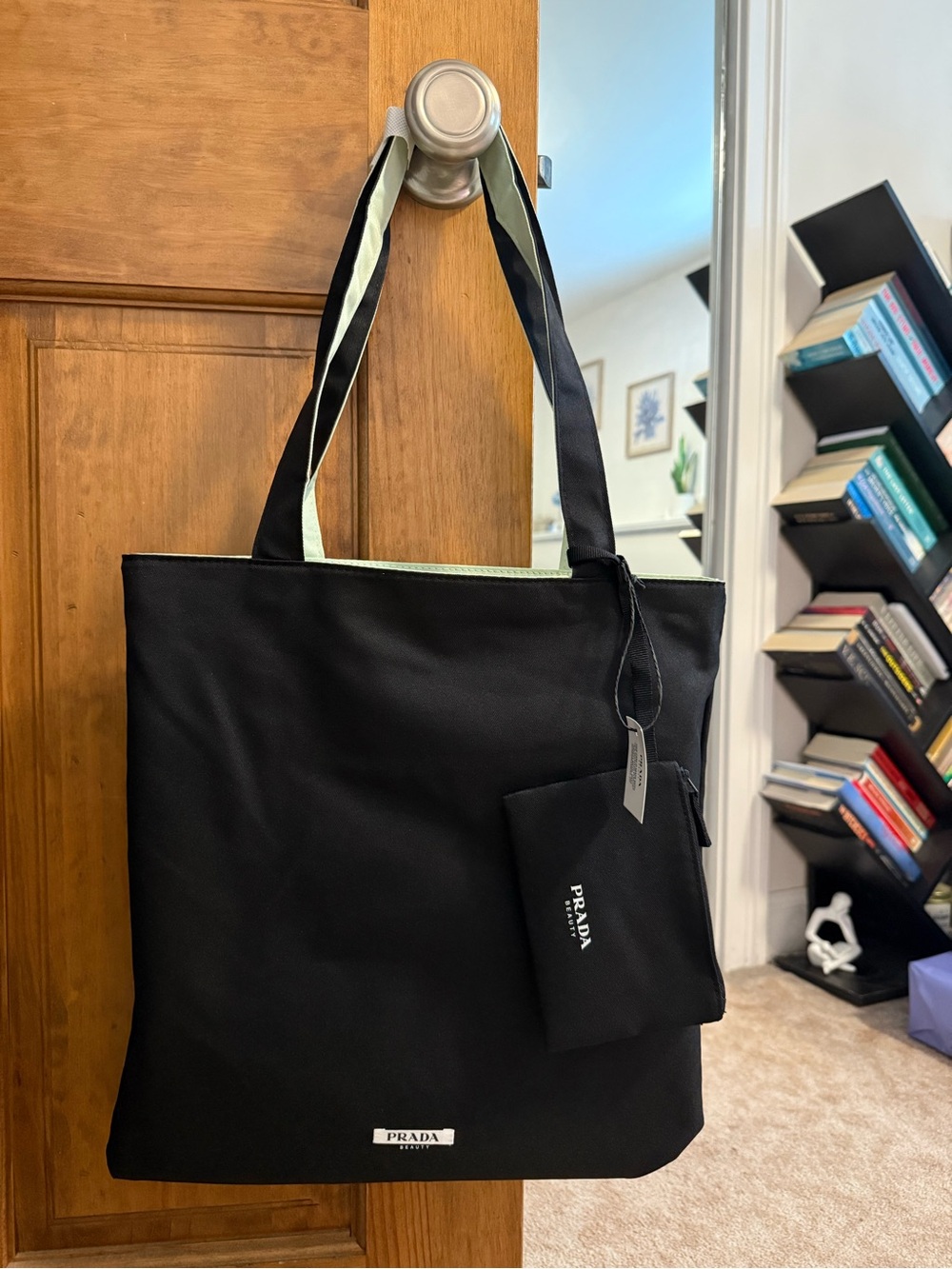 Prada Reversible Nylon Messenger Tote with Removable Pouch